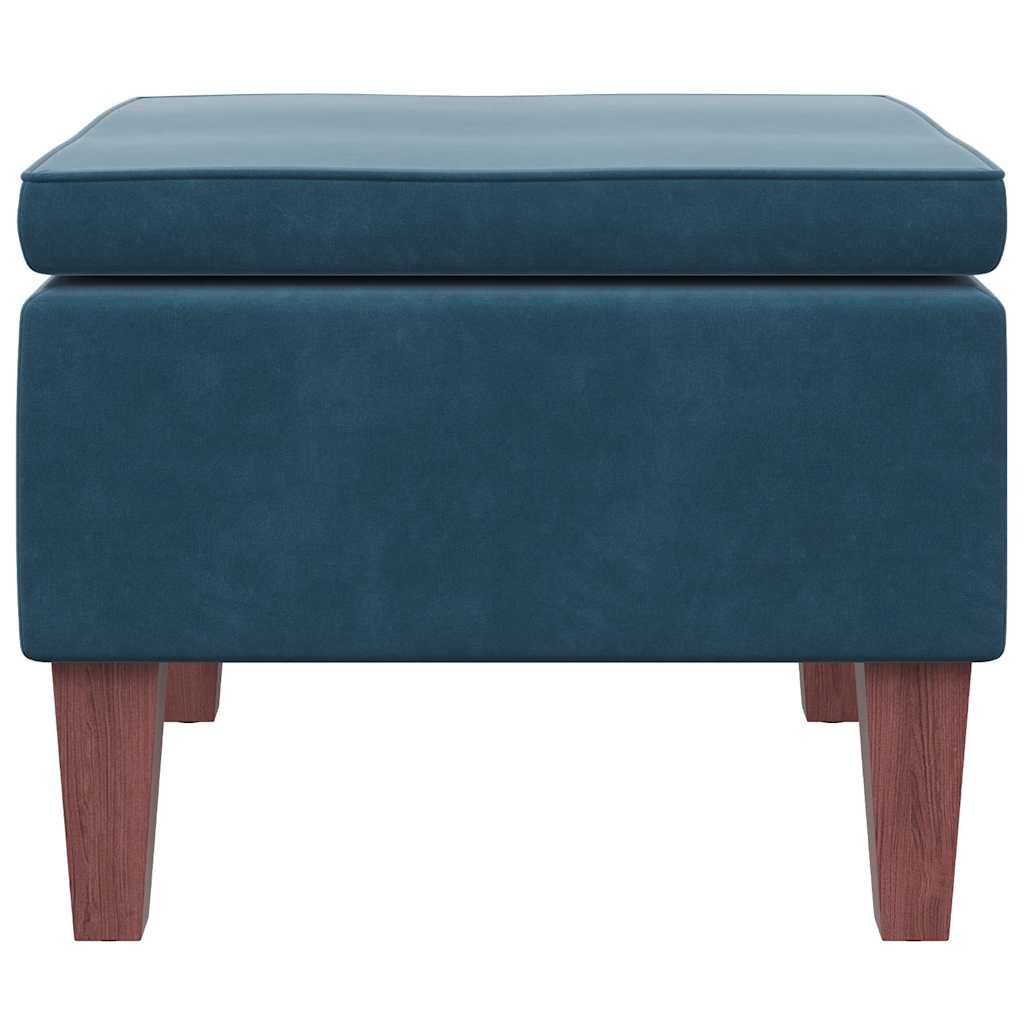 vidaXL Hocker mit Holzbeinen Blau Samt