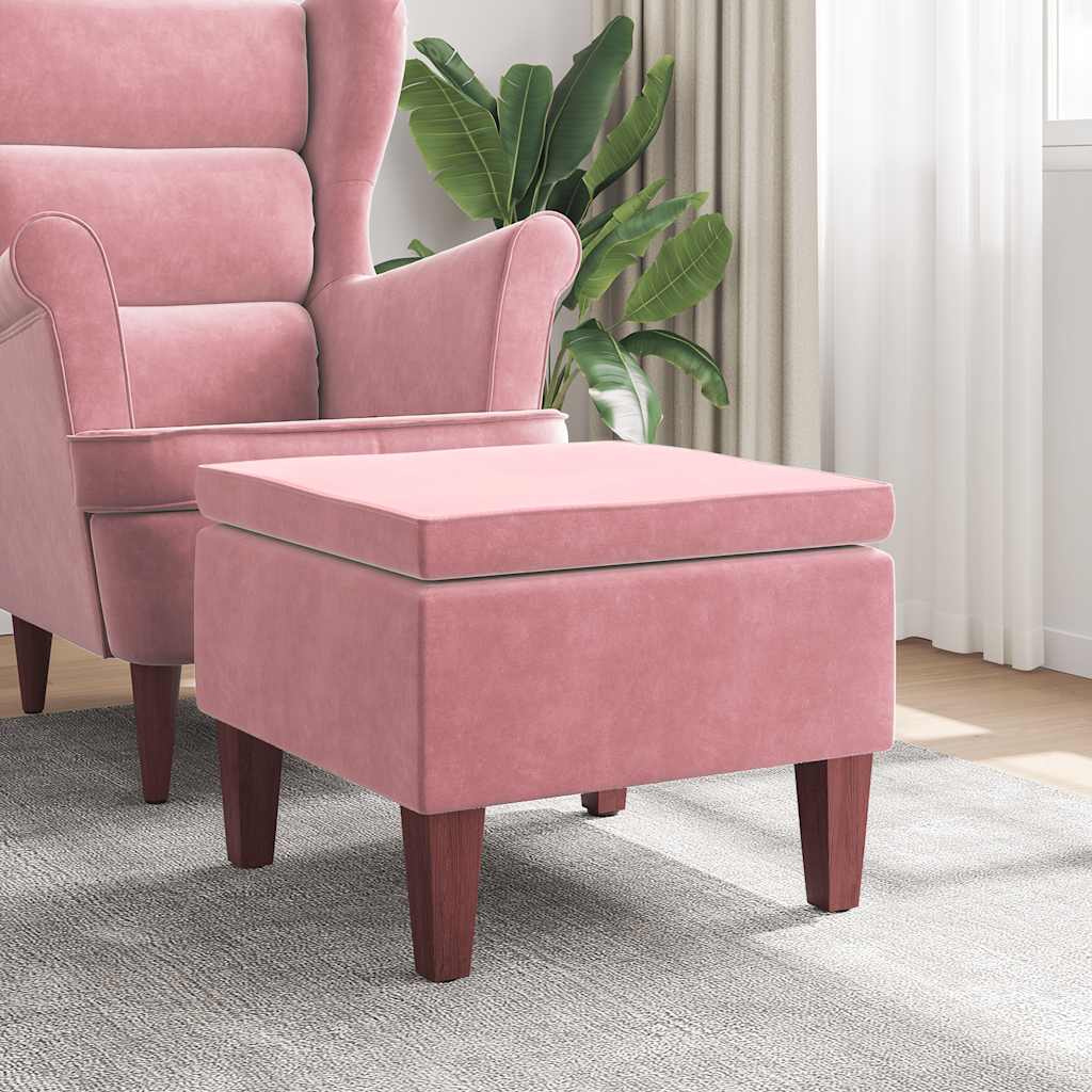 vidaXL Hocker mit Holzbeinen Blau Samt