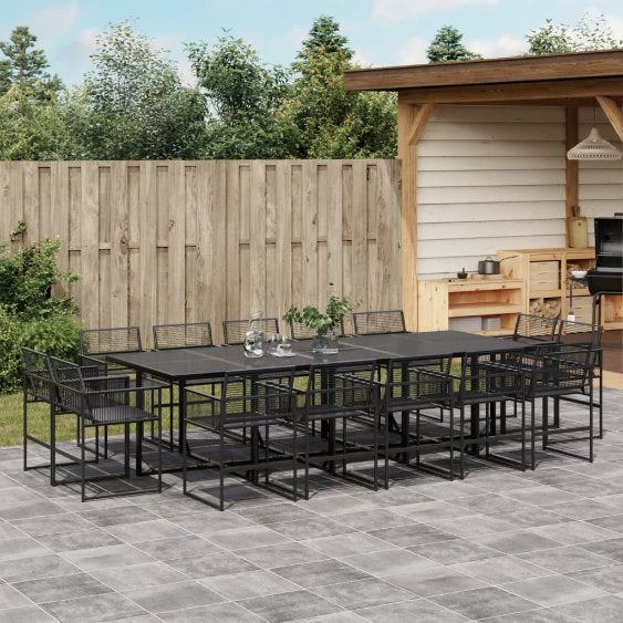 9-tlg. Garten-Essgruppe Schwarz Poly Rattan