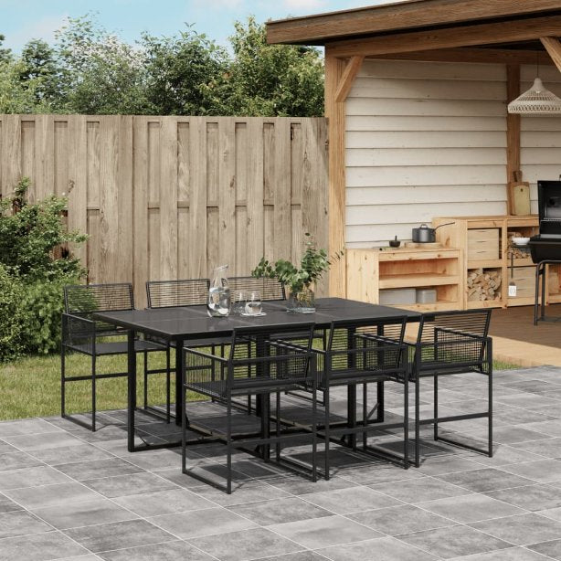 5-tlg. Garten-Essgruppe Schwarz Poly Rattan