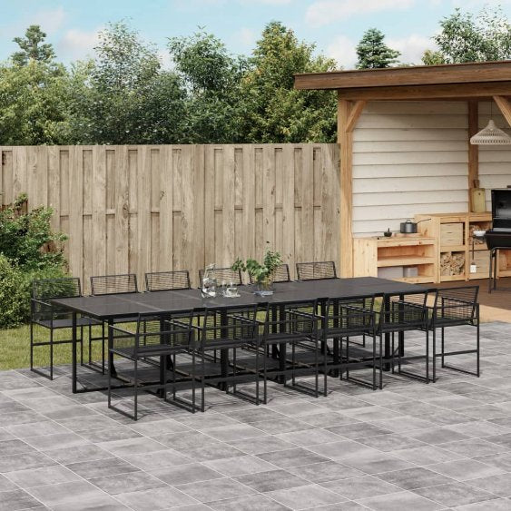 5-tlg. Garten-Essgruppe Schwarz Poly Rattan