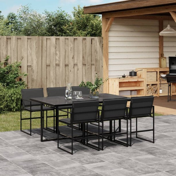 5-tlg. Garten-Essgruppe mit Kissen Schwarz Textilene
