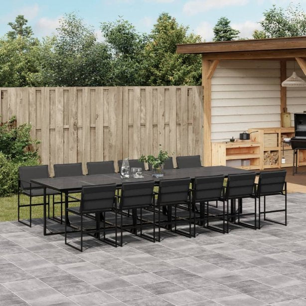 5-tlg. Garten-Essgruppe mit Kissen Schwarz Textilene