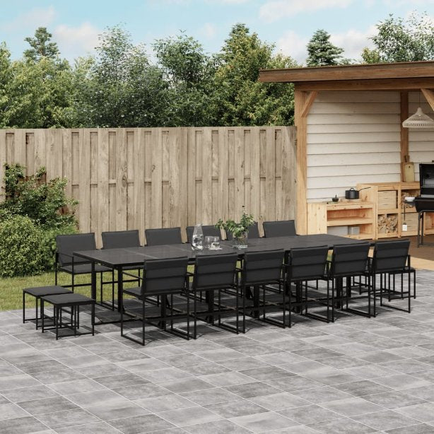 9-tlg. Garten-Essgruppe mit Kissen Schwarz Textilene
