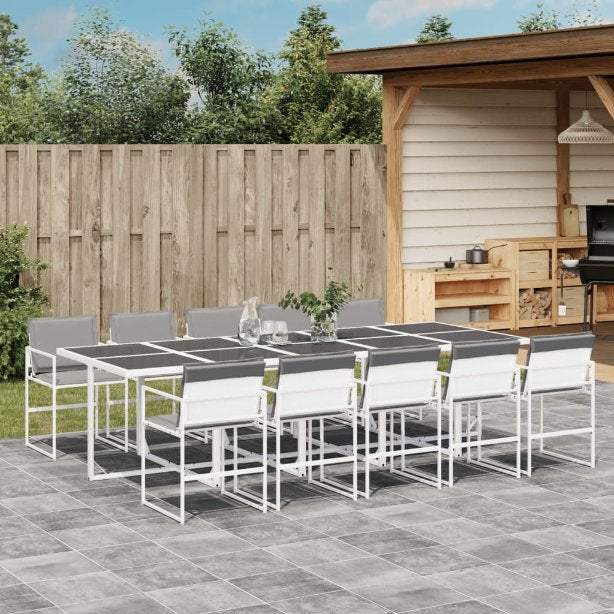 5-tlg. Garten-Essgruppe mit Kissen Weiß Textilene
