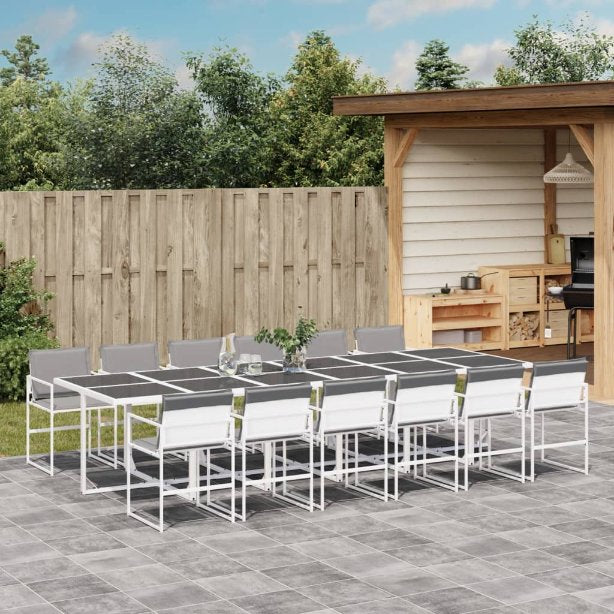 5-tlg. Garten-Essgruppe mit Kissen Weiß Textilene
