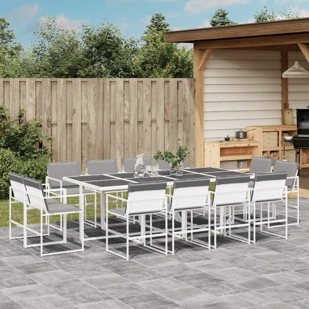 9-tlg. Garten-Essgruppe mit Kissen Weiß Textilene