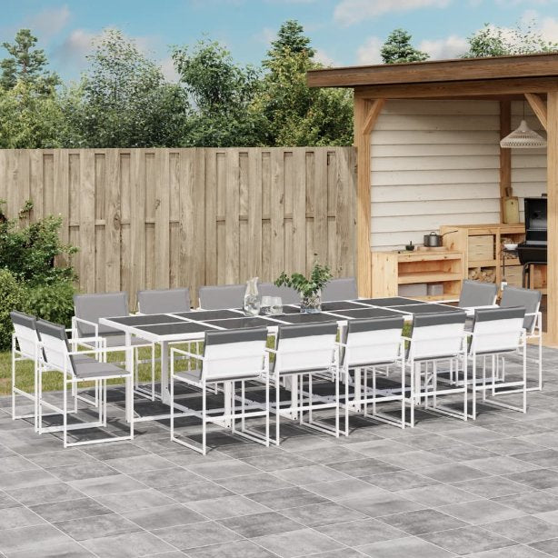 9-tlg. Garten-Essgruppe mit Kissen Weiß Textilene