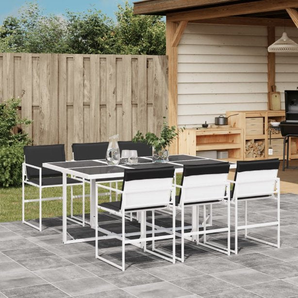 5-tlg. Garten-Essgruppe mit Kissen Weiß Textilene
