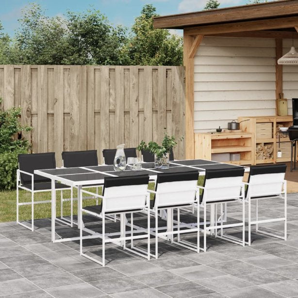 5-tlg. Garten-Essgruppe mit Kissen Weiß Textilene
