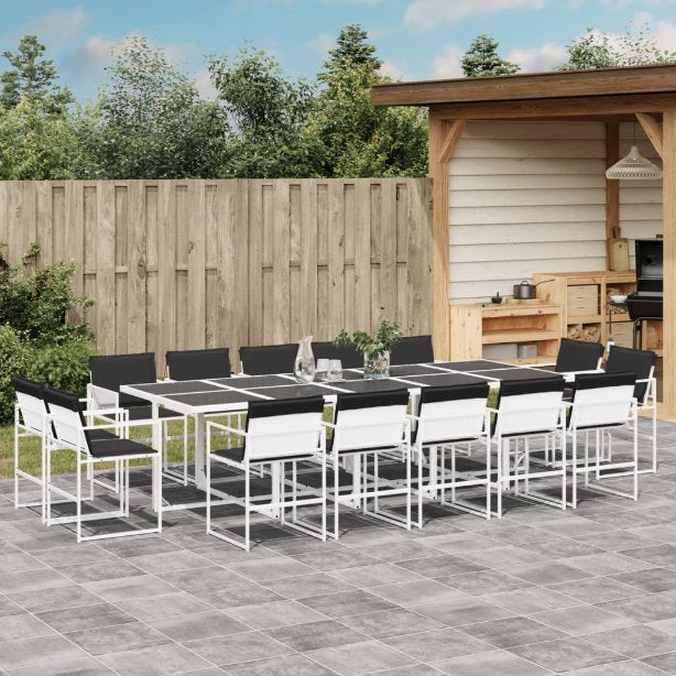 9-tlg. Garten-Essgruppe mit Kissen Weiß Textilene