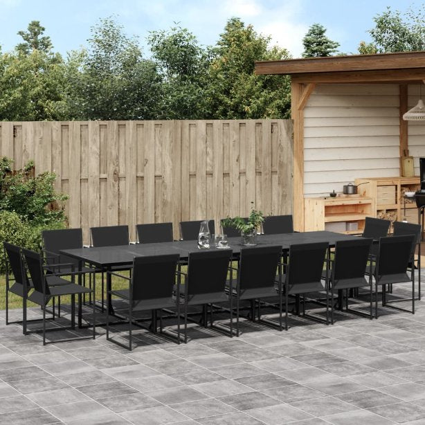 9-tlg. Garten-Essgruppe Schwarz Textilene