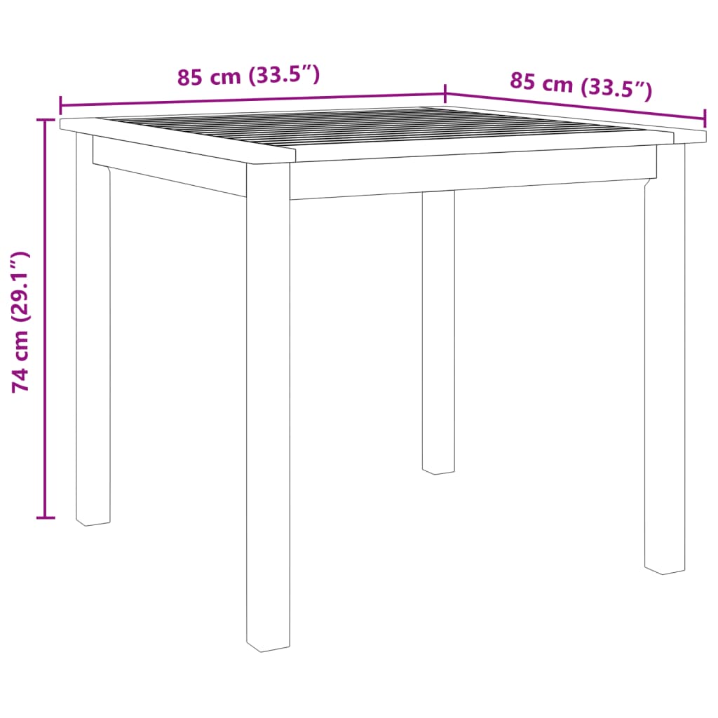 3-tlg. Garten-Essgruppe 85x85x74 cm Massivholz Akazie