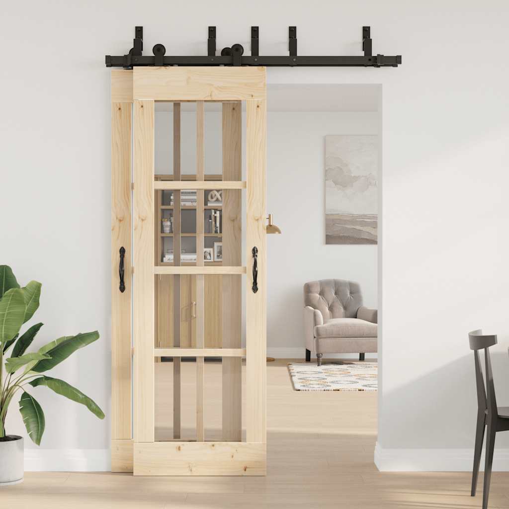 vidaXL Schiebetürbeschlag-Set 152,5 cm Stahl Schwarz