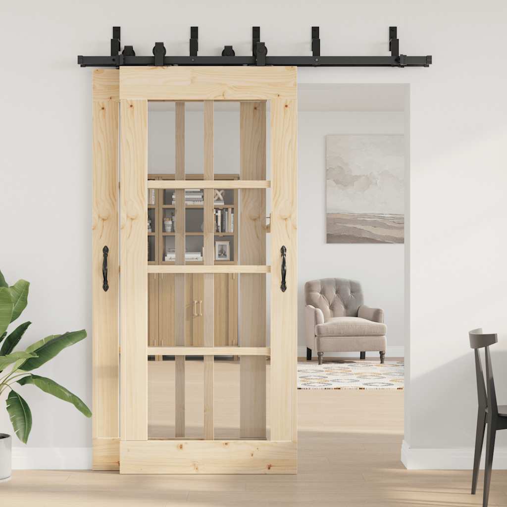 vidaXL Schiebetürbeschlag-Set 183 cm Stahl Schwarz