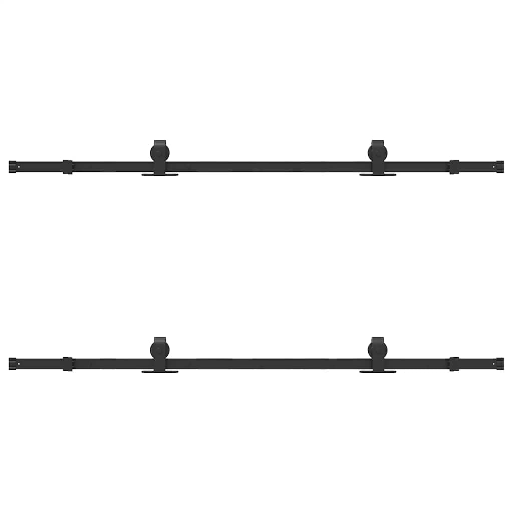 vidaXL Schiebetürbeschlag-Set 183 cm Stahl Schwarz