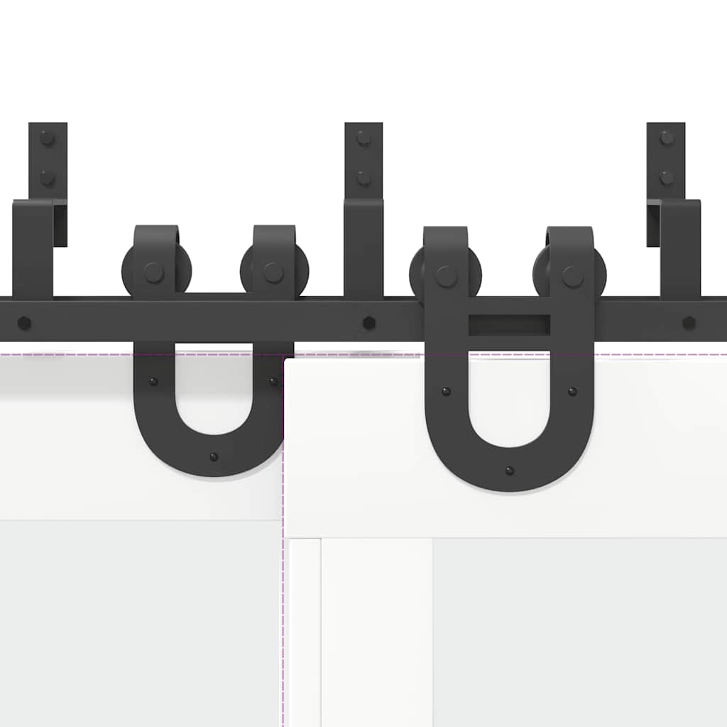 vidaXL Schiebetürbeschlag-Set 183 cm Stahl Schwarz