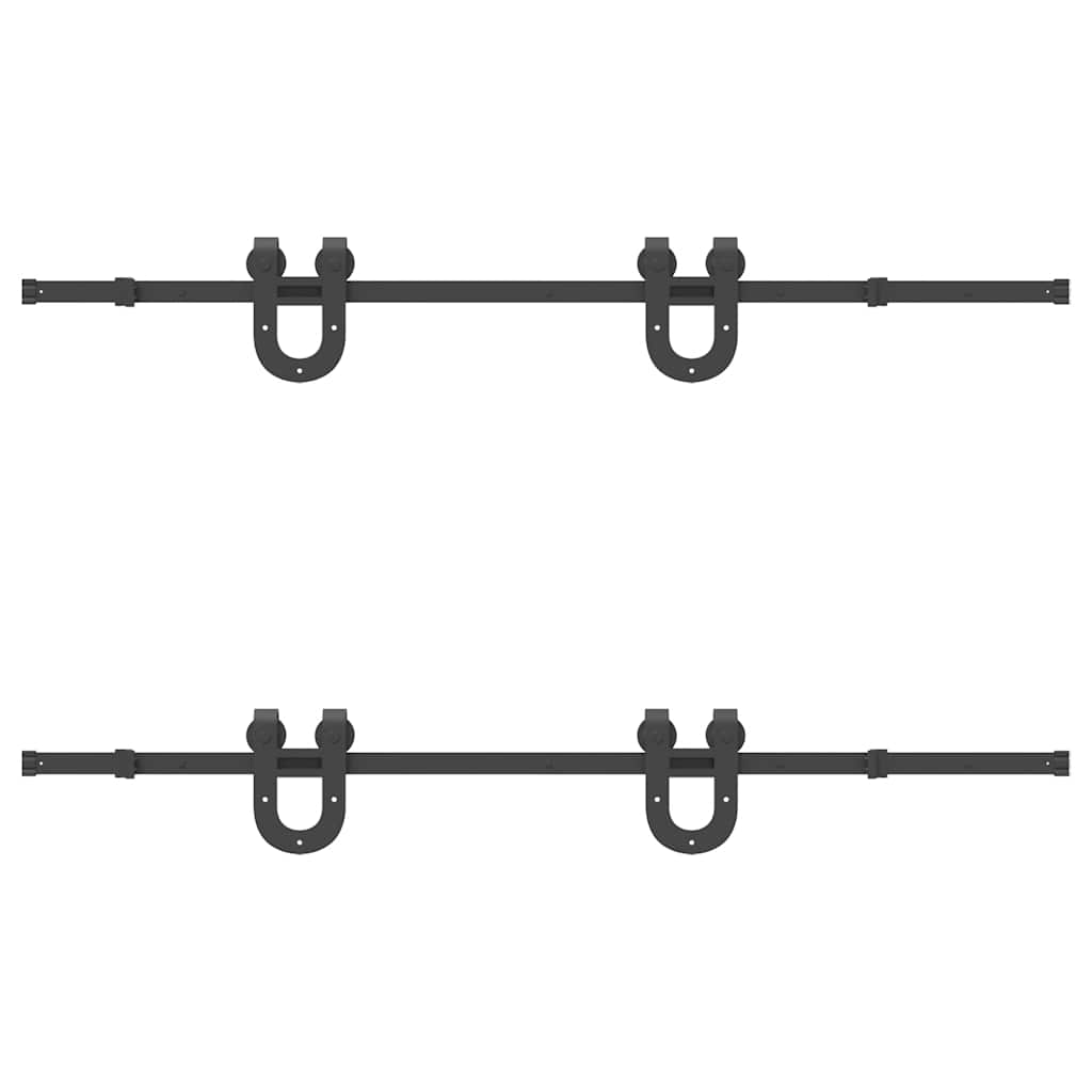 vidaXL Schiebetürbeschlag-Set 183 cm Stahl Schwarz