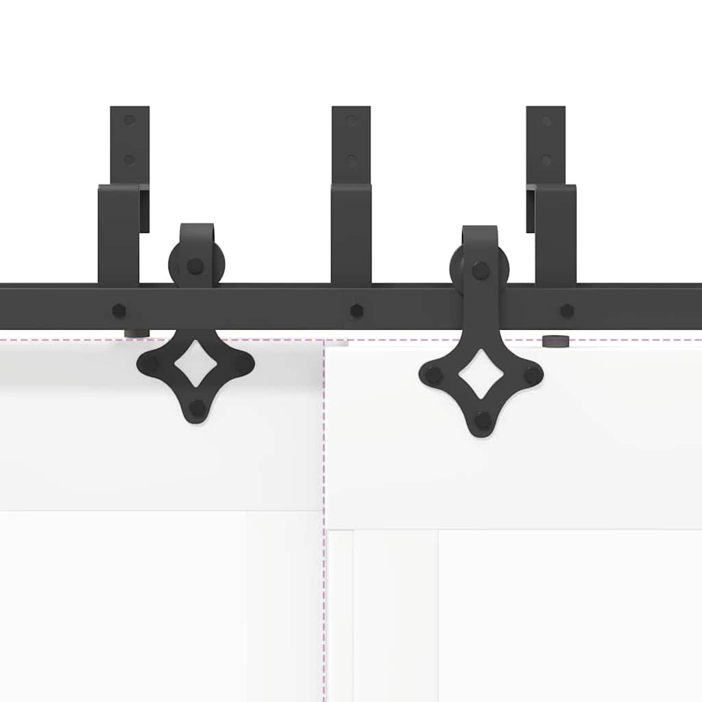 vidaXL Schiebetürbeschlag-Set 152,5 cm Stahl Schwarz