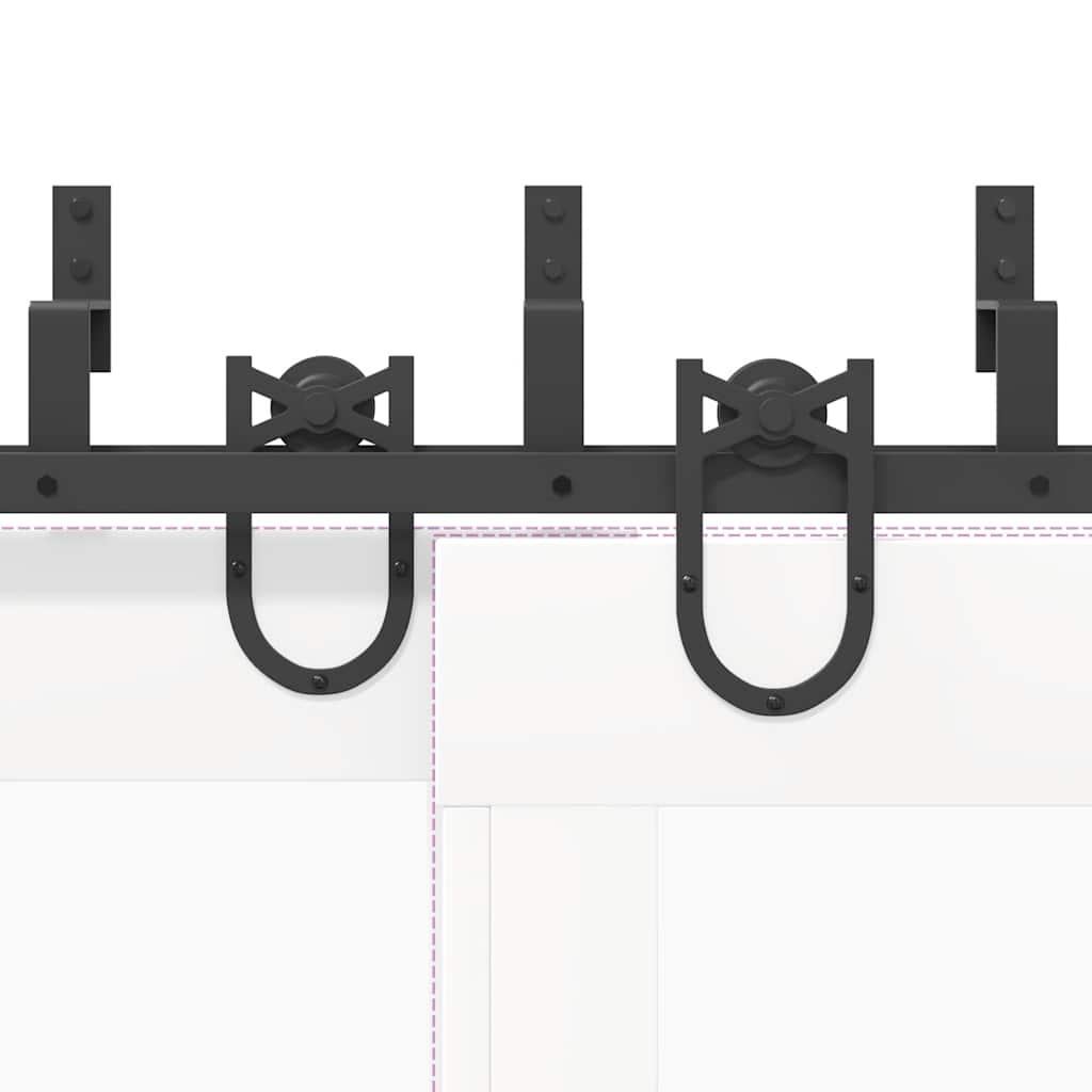 vidaXL Schiebetürbeschlag-Set 183 cm Stahl Schwarz