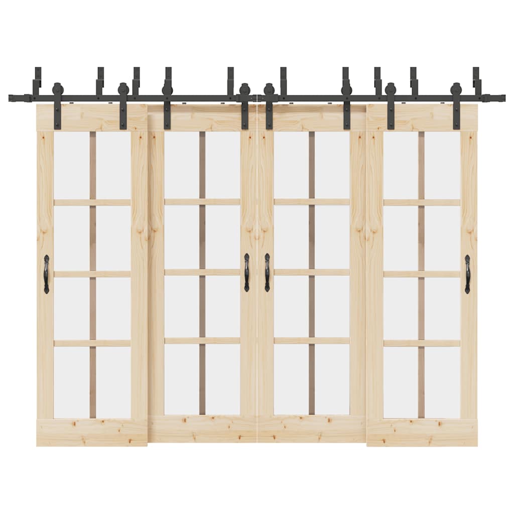 vidaXL Schiebetürbeschlag-Set 183 cm Stahl Schwarz