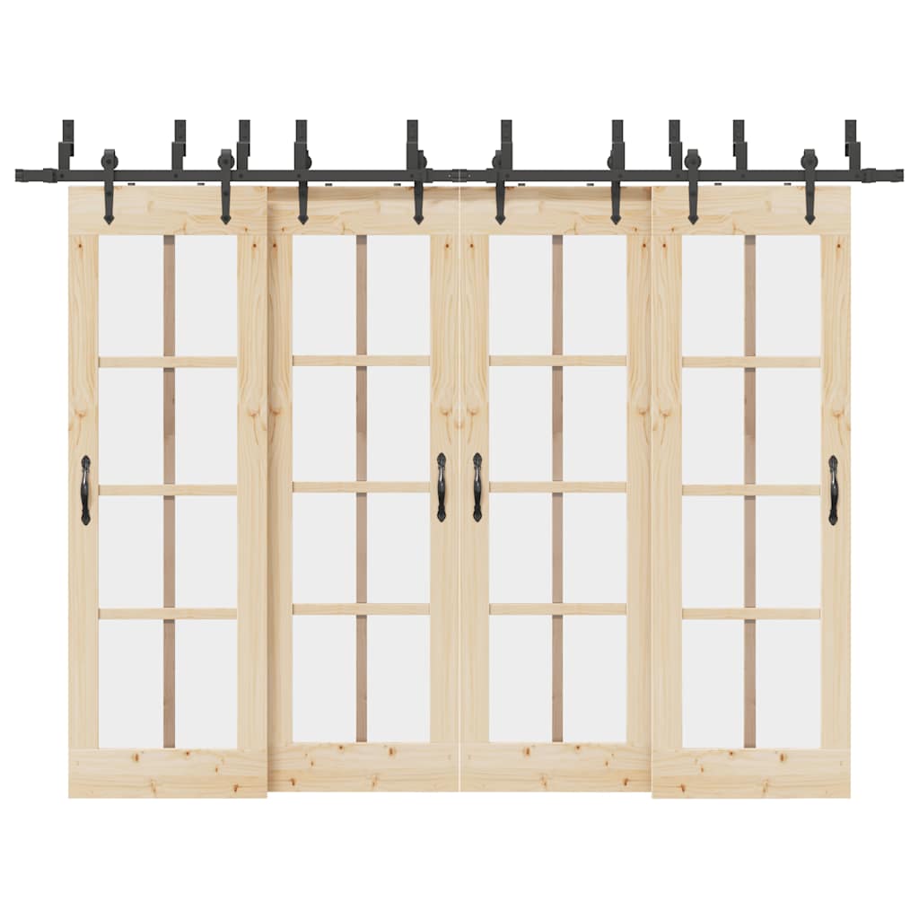 vidaXL Schiebetürbeschlag-Set 152,5 cm Stahl Schwarz