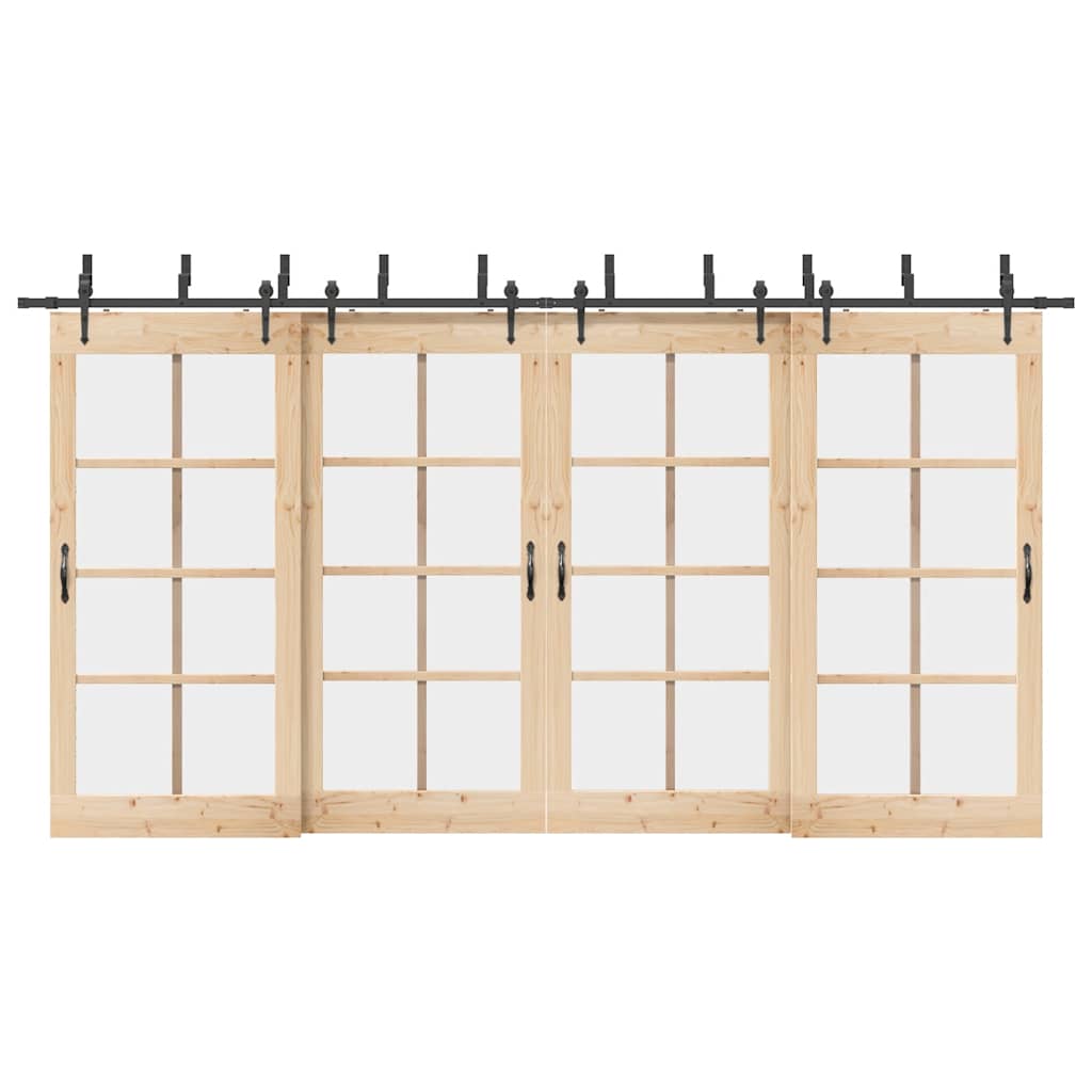 vidaXL Schiebetürbeschlag-Set 152,5 cm Stahl Schwarz