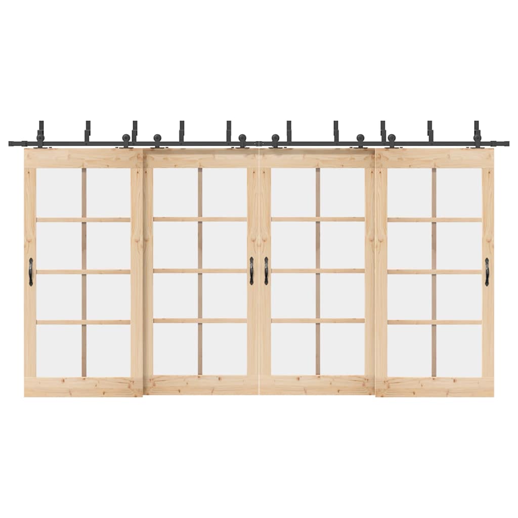 vidaXL Schiebetürbeschlag-Set 152,5 cm Stahl Schwarz