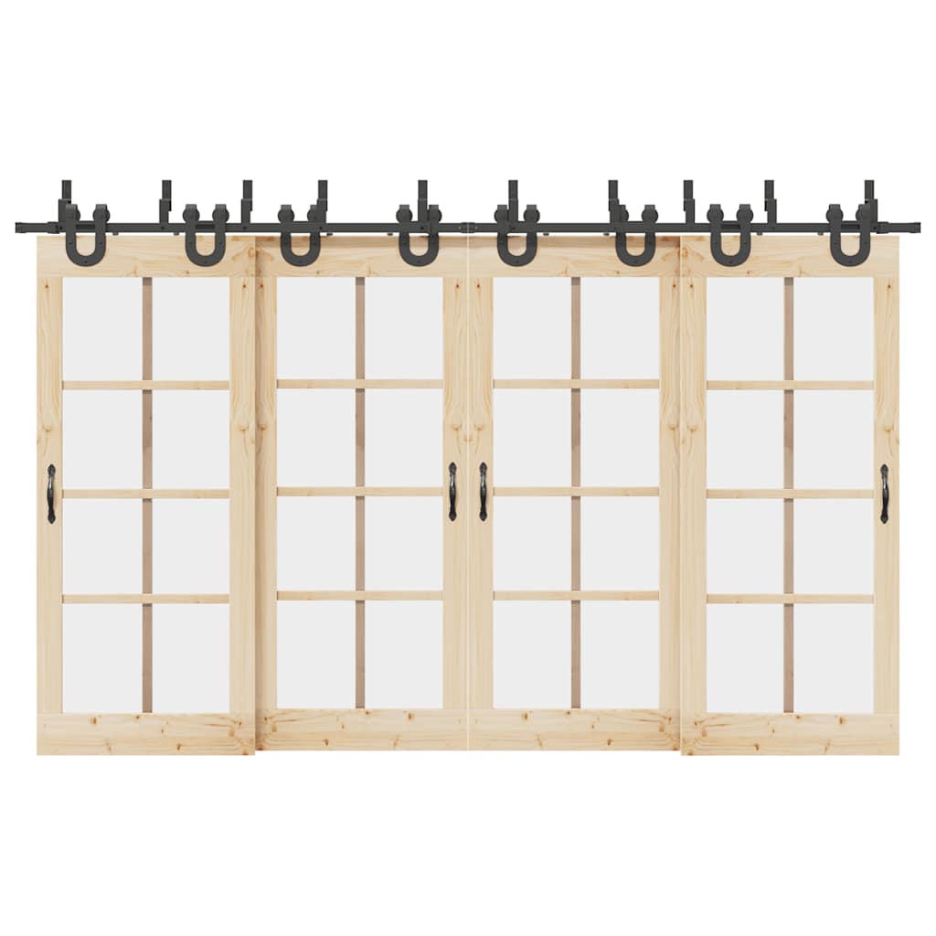 vidaXL Schiebetürbeschlag-Set 183 cm Stahl Schwarz