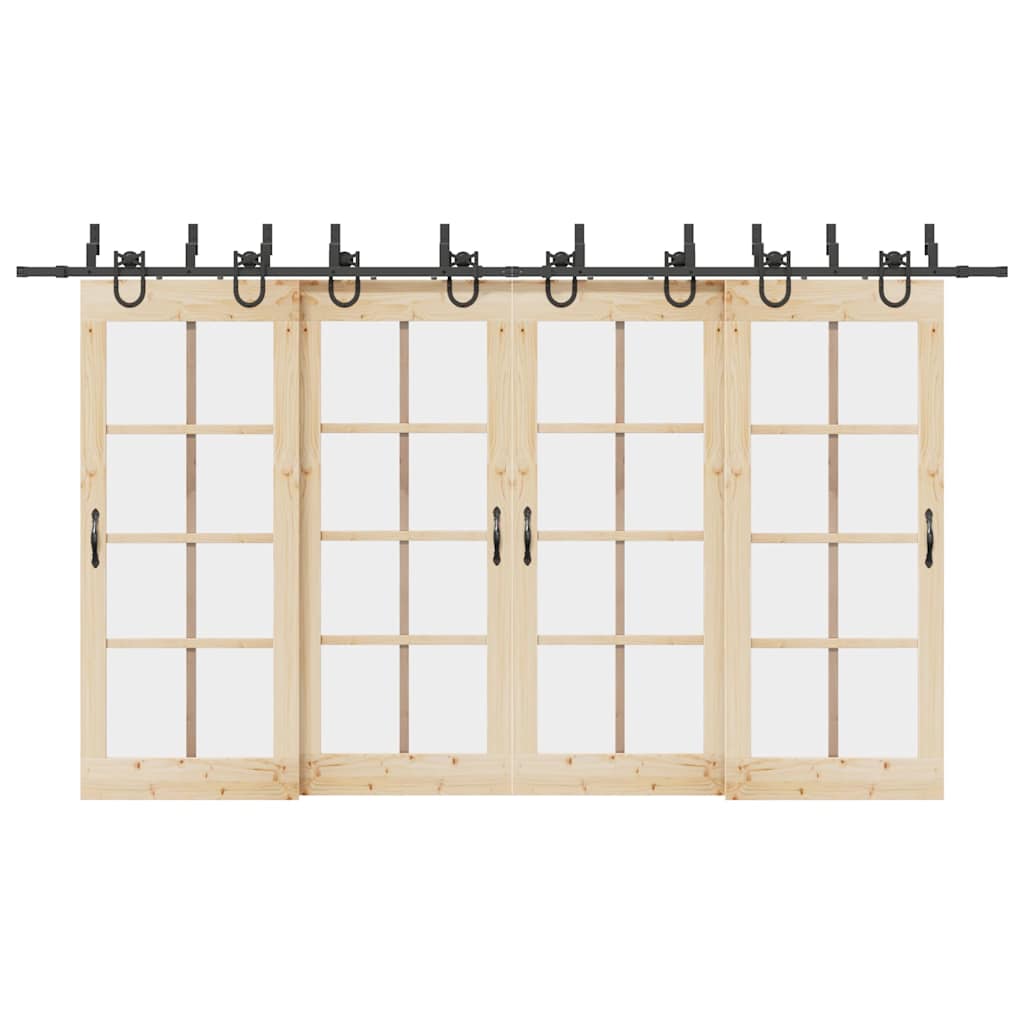 vidaXL Schiebetürbeschlag-Set 183 cm Stahl Schwarz