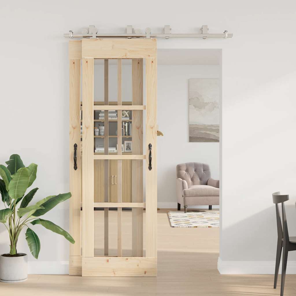 vidaXL Schiebetür-Beschlagsatz 183 cm Edelstahl Silbern