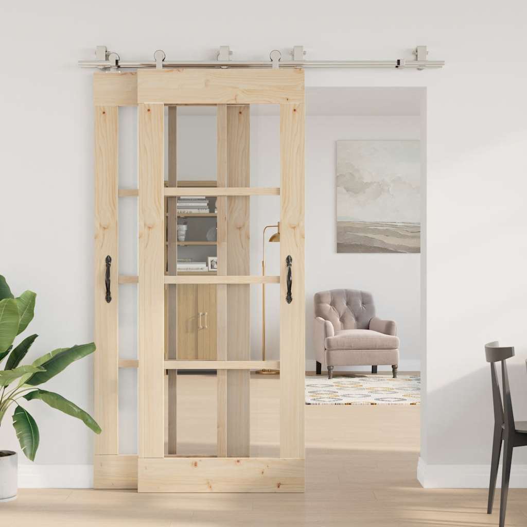 vidaXL Schiebetür-Beschlagsatz 183 cm Edelstahl Silbern