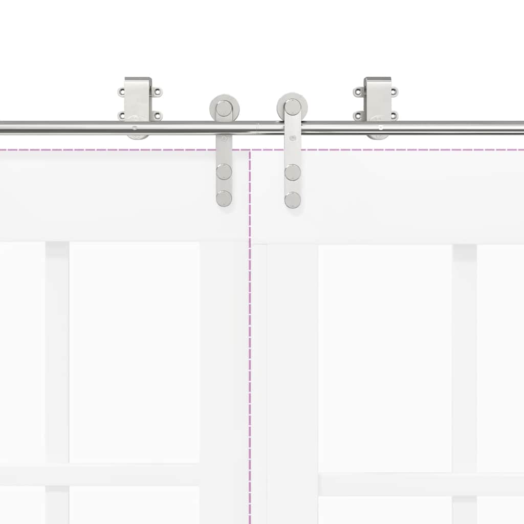 vidaXL Schiebetür-Beschlagsatz 183 cm Edelstahl Silbern