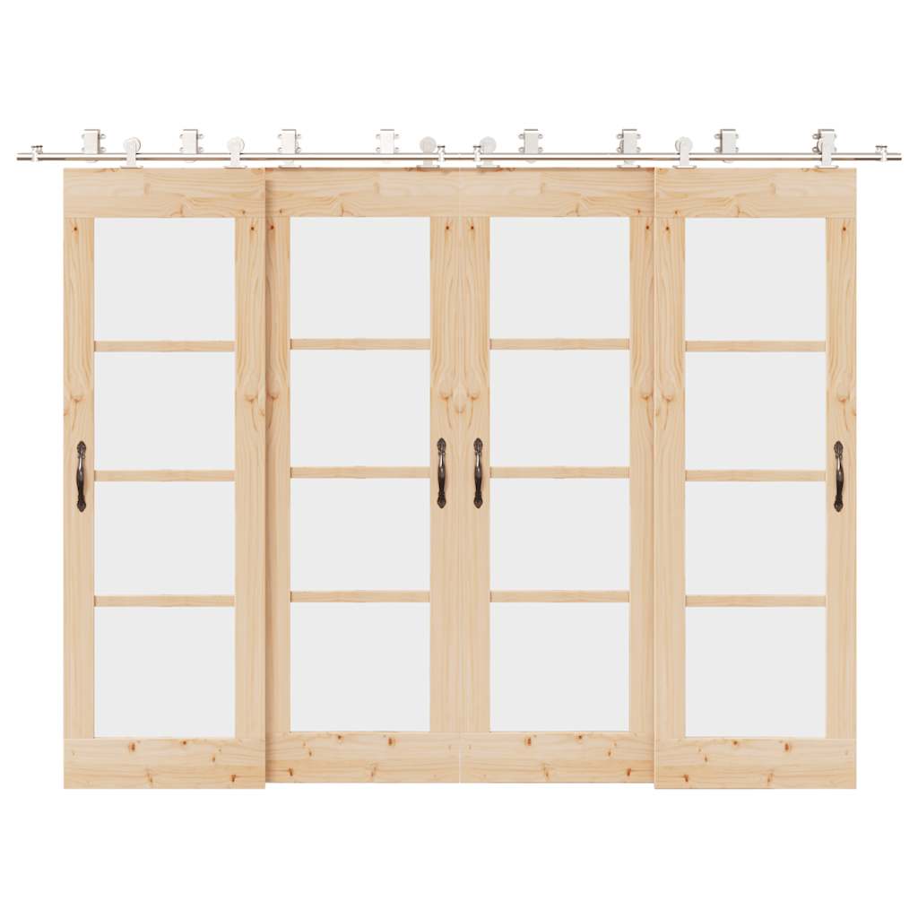 vidaXL Schiebetür-Beschlagsatz 183 cm Edelstahl Silbern