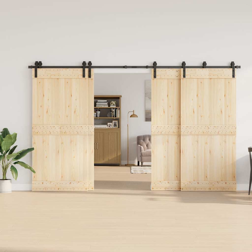 vidaXL Schiebetürbeschlag-Set 366 cm Stahl Schwarz