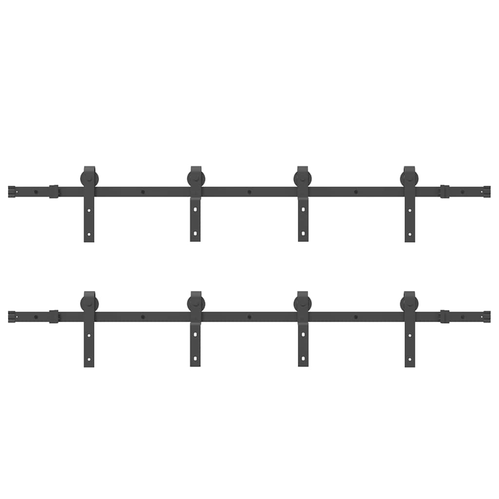 vidaXL Schiebetürbeschlag-Set 366 cm Stahl Schwarz