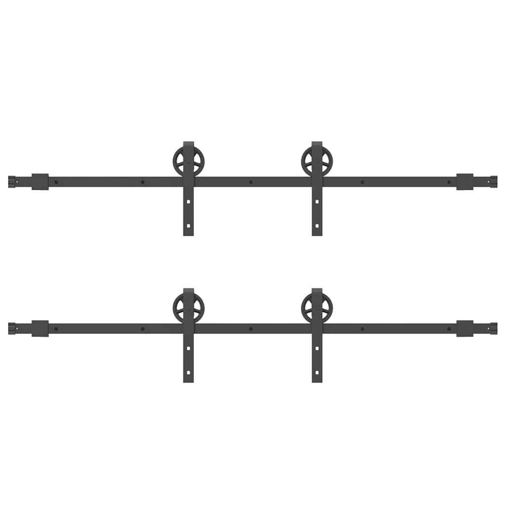 vidaXL Schiebetürbeschlag-Set 366 cm Stahl Schwarz