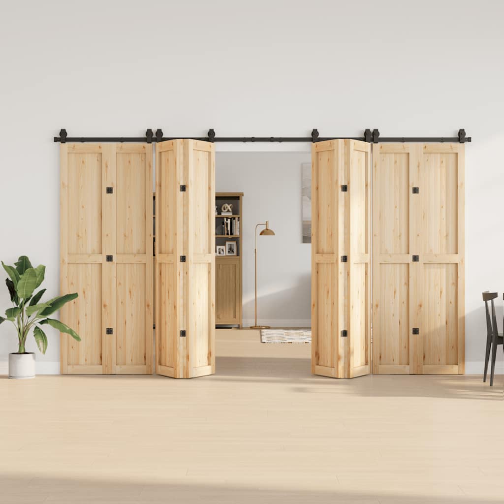 vidaXL Schiebetürbeschlag-Set 366 cm Stahl Schwarz