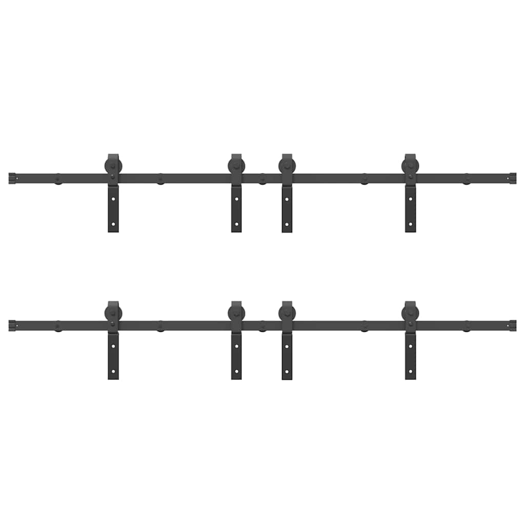vidaXL Schiebetürbeschlag-Set 366 cm Stahl Schwarz
