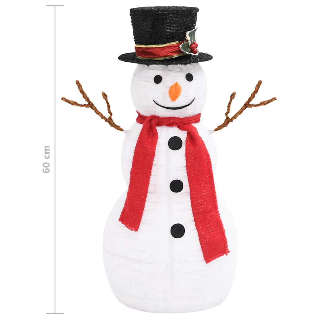 vidaXL LED-Schneemann Weihnachtsfigur Luxus-Stoff 60 cm
