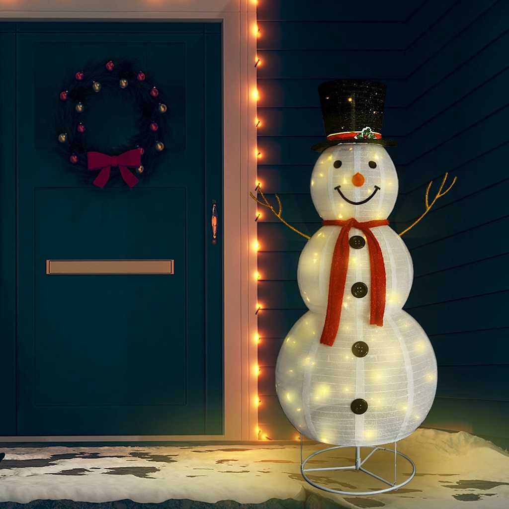 vidaXL LED-Schneemann Weihnachtsfigur Luxus-Stoff 60 cm