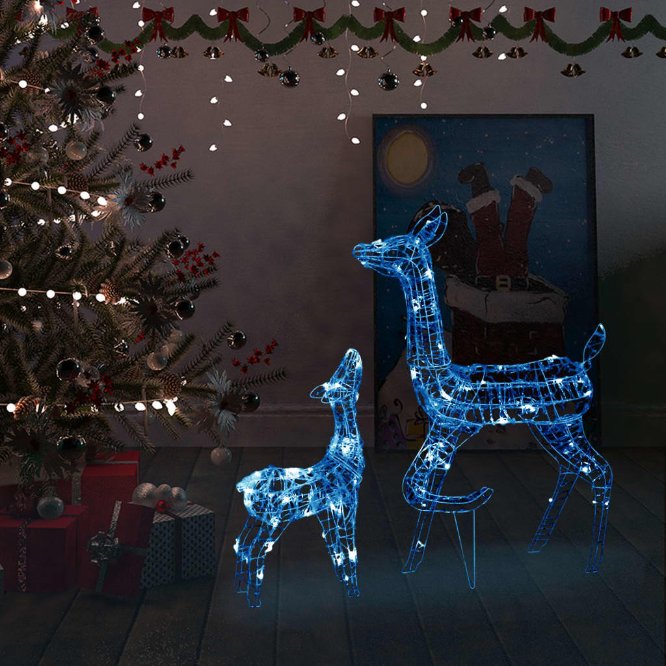 vidaXL LED-Rentier-Familie Weihnachtsdeko Acryl 160 LED Warmweiß