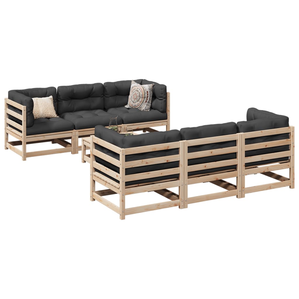 7-tlg. Garten-Sofagarnitur Massivholz Kiefer