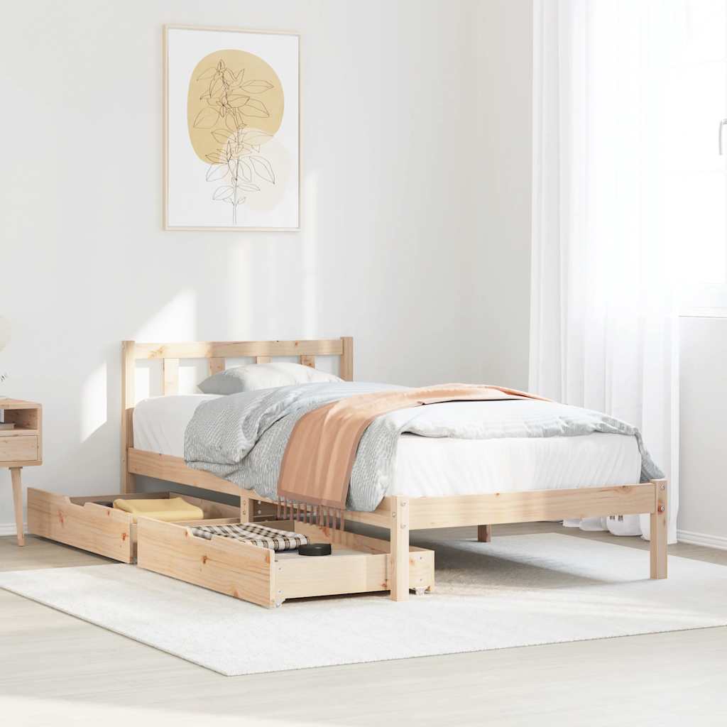 Massivholzbett ohne Matratze 75x190 cm Kiefernholz