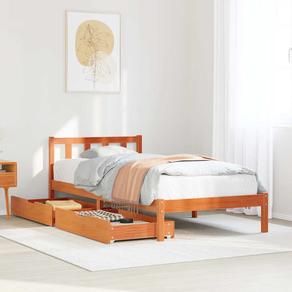 Massivholzbett ohne Matratze 75x190 cm Kiefernholz