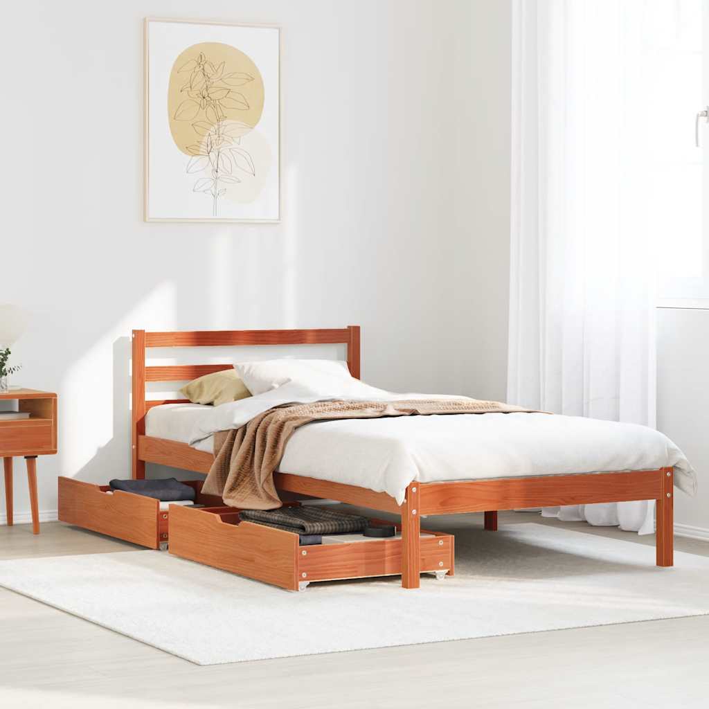 Massivholzbett ohne Matratze 75x190 cm Kiefernholz