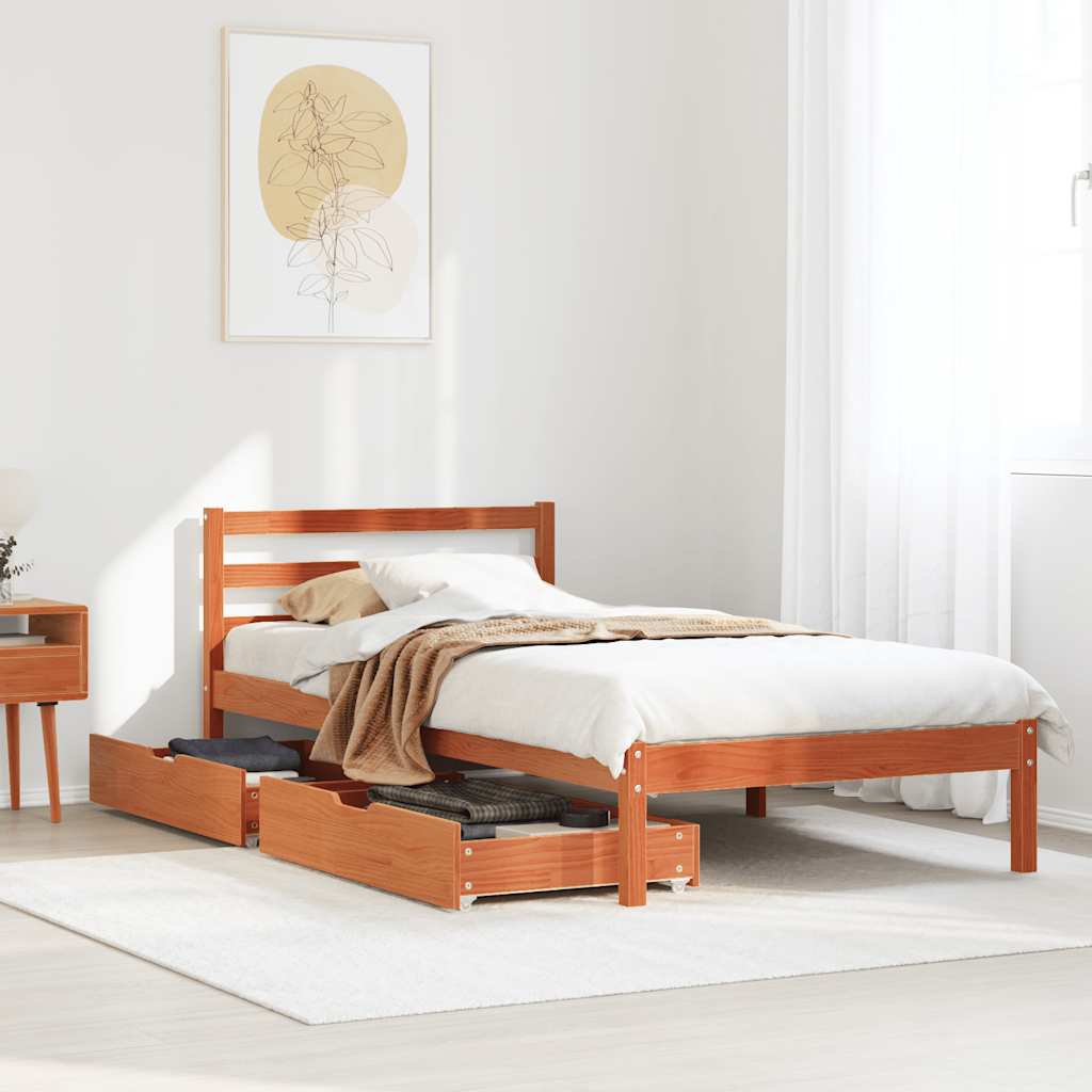Massivholzbett ohne Matratze 75x190 cm Kiefernholz
