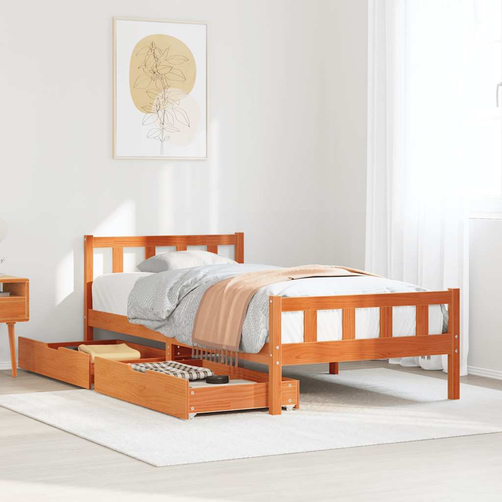 Massivholzbett ohne Matratze 75x190 cm Kiefernholz