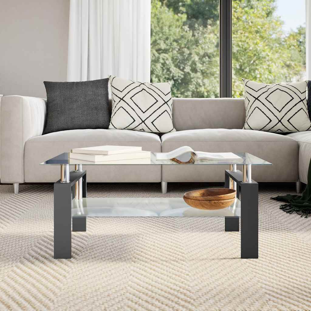 vidaXL Couchtisch Schwarz Transparent 95x55x40 cm Hartglas