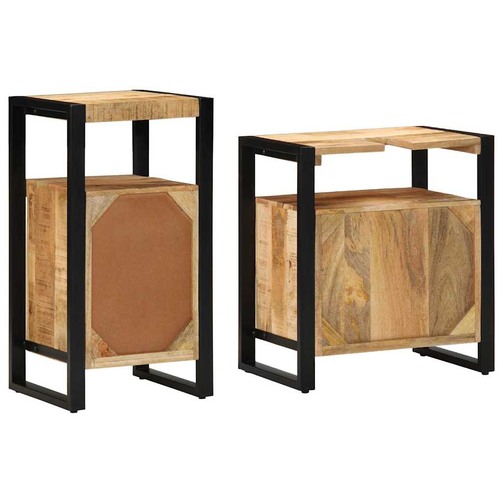 vidaXL Badezimmermöbel-Set 2 pcs Braun Massives rohes Mangoholz